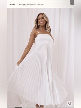 Petal & Pup White Pleated Maxi Dress with Spaghetti Straps (Keegan Maxi)